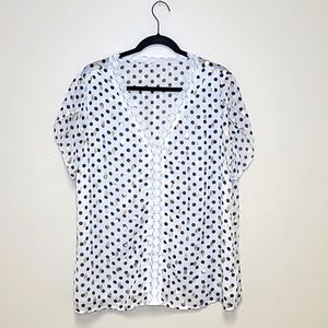 SHEIN Polka Dot Lace Chiffon Oversized Top